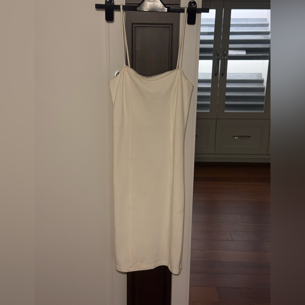 Forever 21 Cream Midi Dress with Spaghetti Straps